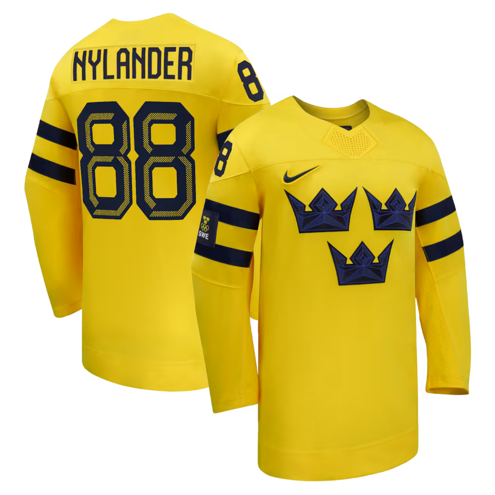 Men's Sweden Hockey William Nylander Nike Yellow 2026 Away Replica Jersey - Jersey