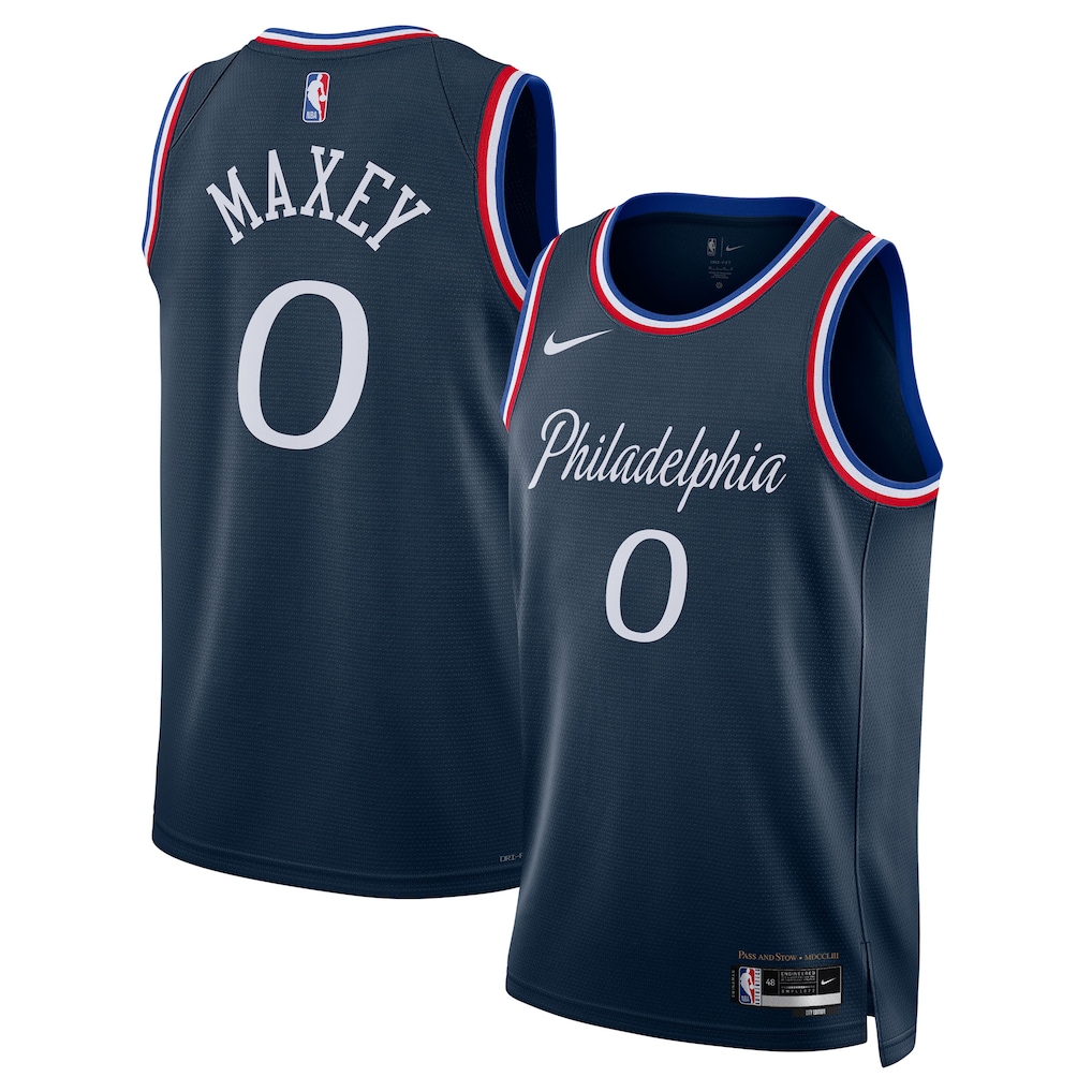 Unisex Philadelphia 76ers Tyrese Maxey Nike Navy 2025/26 Swingman Jersey - City Edition - Jersey