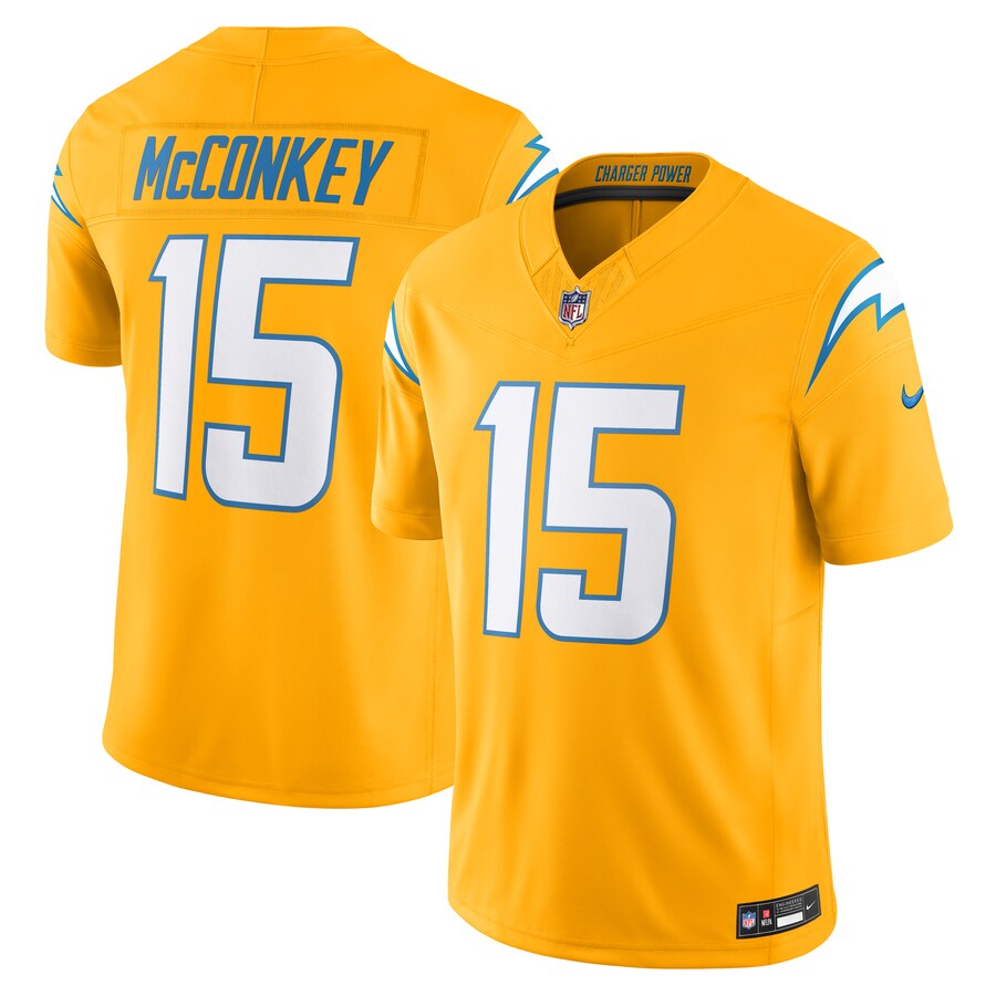 Men's Los Angeles Chargers Ladd McConkey Nike Gold Alternate Charger Power Vapor F.U.S.E. Limited Jersey - Jersey