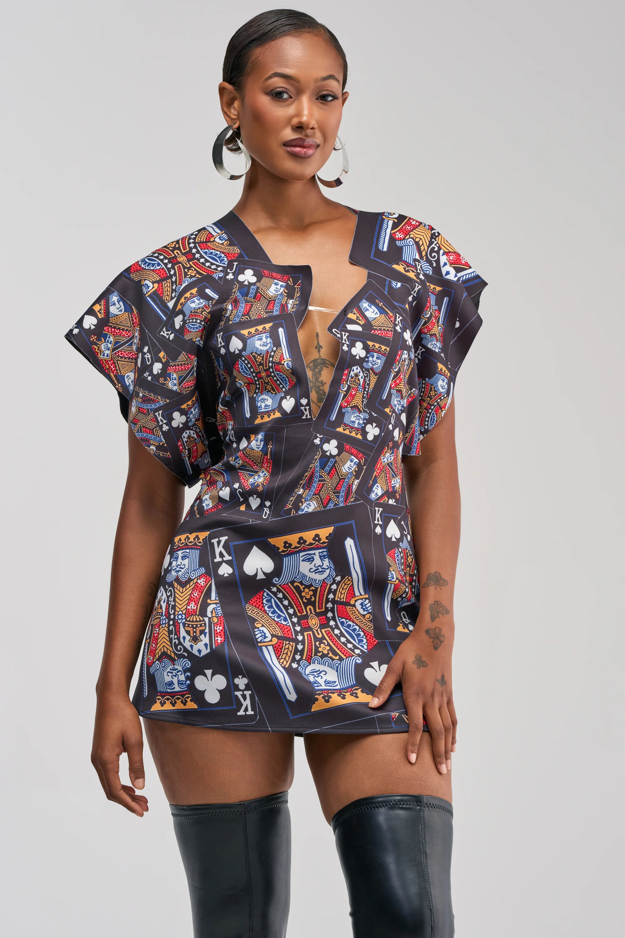 HOUSE OF CARDS MINI DRESS IN BLACK MULTI - Akira Wear