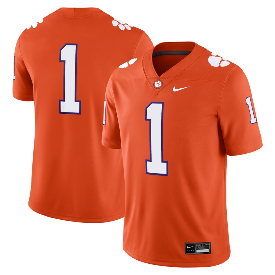 Men's Nike #1 Orange Clemson Tigers Game Jersey - Jersey