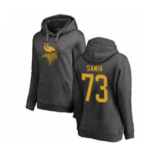 Football Women's Minnesota Vikings #73 Dru Samia Ash One Color Pullover Hoodie - Jersey