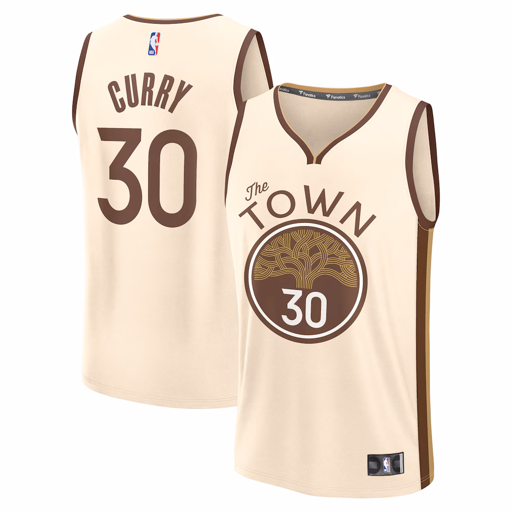 Youth Golden State Warriors Stephen Curry Fanatics Tan 2025/26 City Edition Fast Break Jersey - Jersey