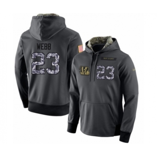 Football Men's Cincinnati Bengals #23 B.W. Webb Stitched Black Anthracite Salute to Service Player Performance Hoodie - Jersey