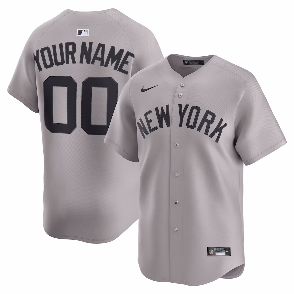 Men's New York Yankees Nike Gray Away Limited Custom Jersey - Jersey