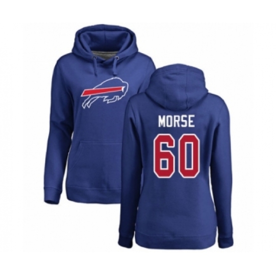 Football Women's Buffalo Bills #60 Mitch Morse Royal Blue Name & Number Logo Pullover Hoodie - Jersey
