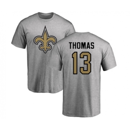 Football New Orleans Saints #13 Michael Thomas Ash Name & Number Logo T-Shirt - Jersey