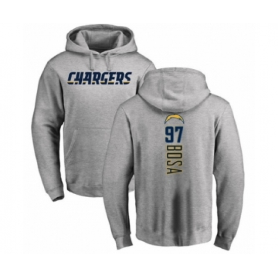 Football Los Angeles Chargers #97 Joey Bosa Ash Backer Pullover Hoodie - Jersey