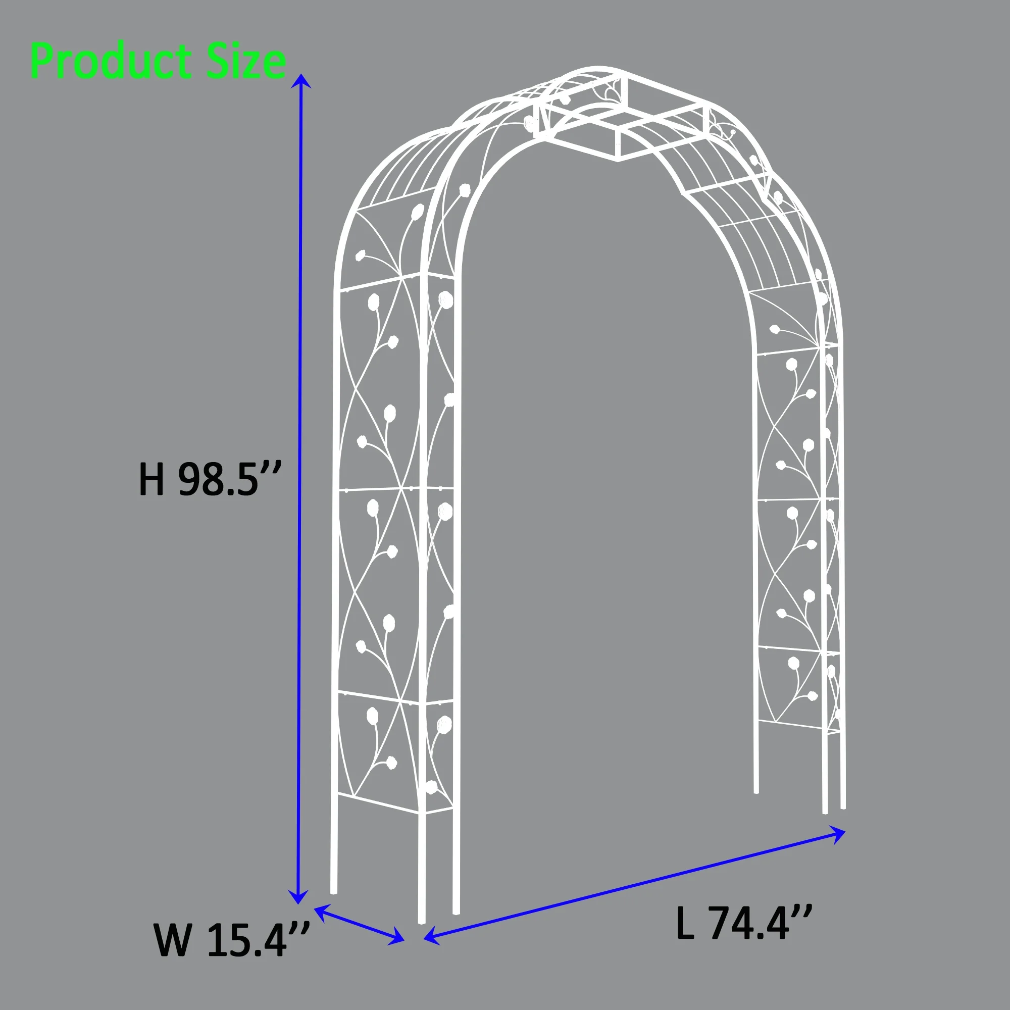 Aukfa Metal Garden Arch, Garden Arbor Trellis Climbing Plants Wedding Arch,74.4