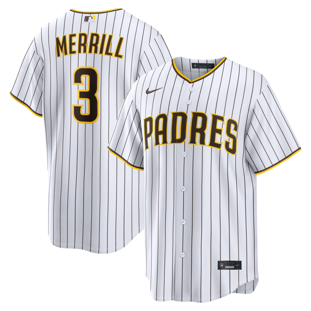 Men's San Diego Padres Jackson Merrill Nike White Home Replica Player Jersey - Jersey