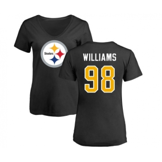 Football Women's Pittsburgh Steelers #98 Vince Williams Black Name & Number Logo Slim Fit T-Shirt - Jersey