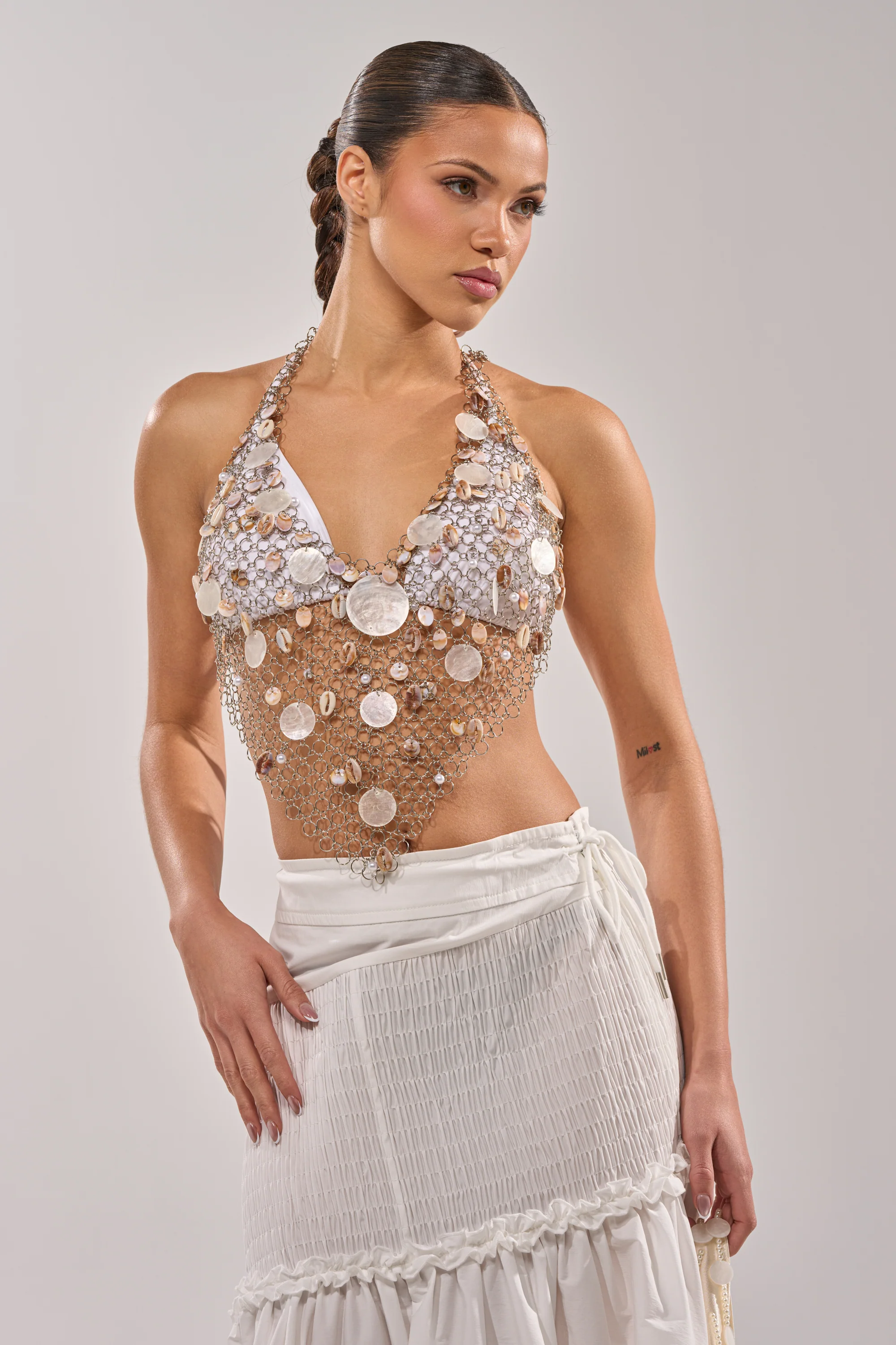SALLY SELLS SEASHELLS CROCHET HALTER TOP - Akira Wear