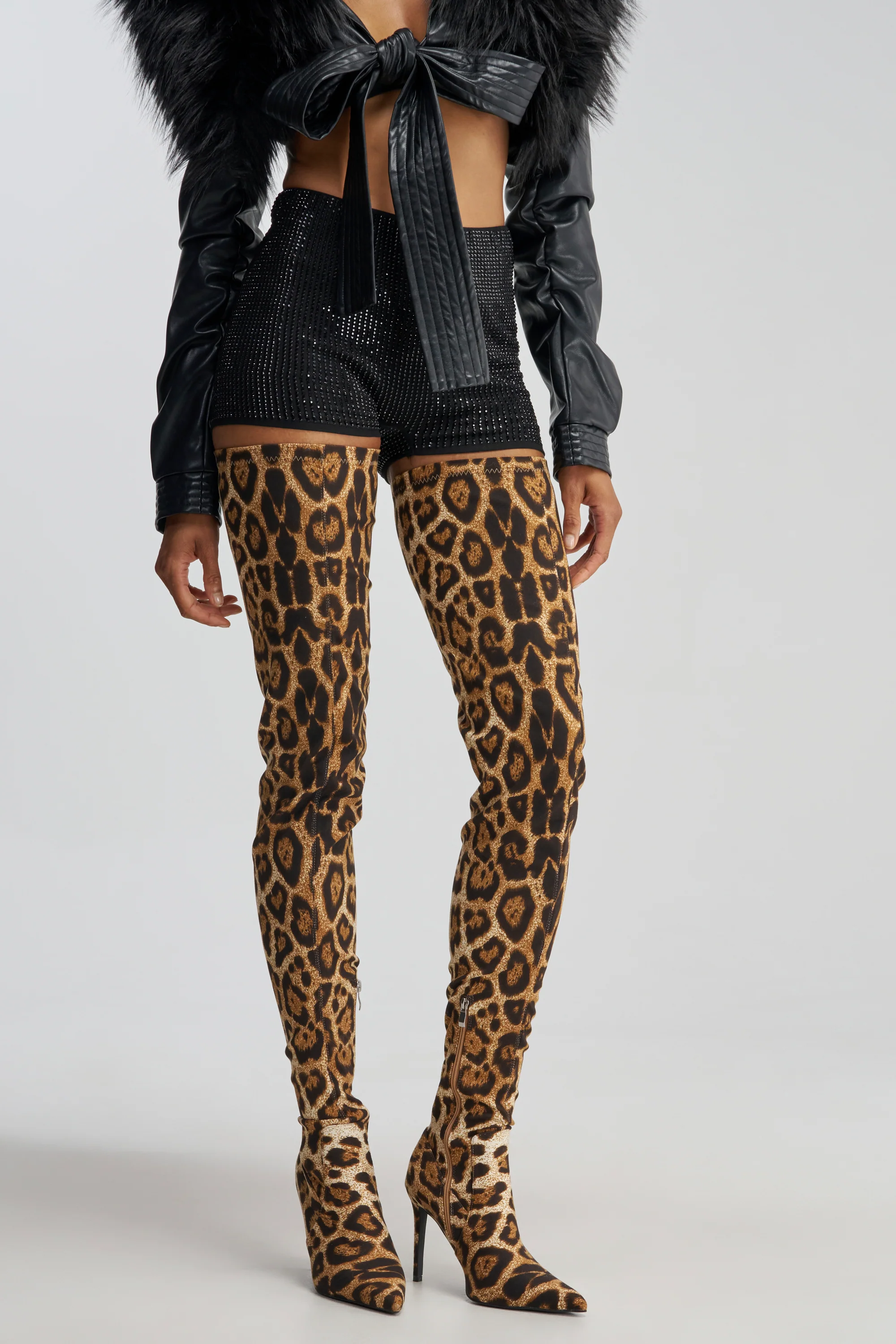 AZALEA WANG AVENOIR LEOPARD THIGH HIGH STILETTO BOOT - Akira Wear