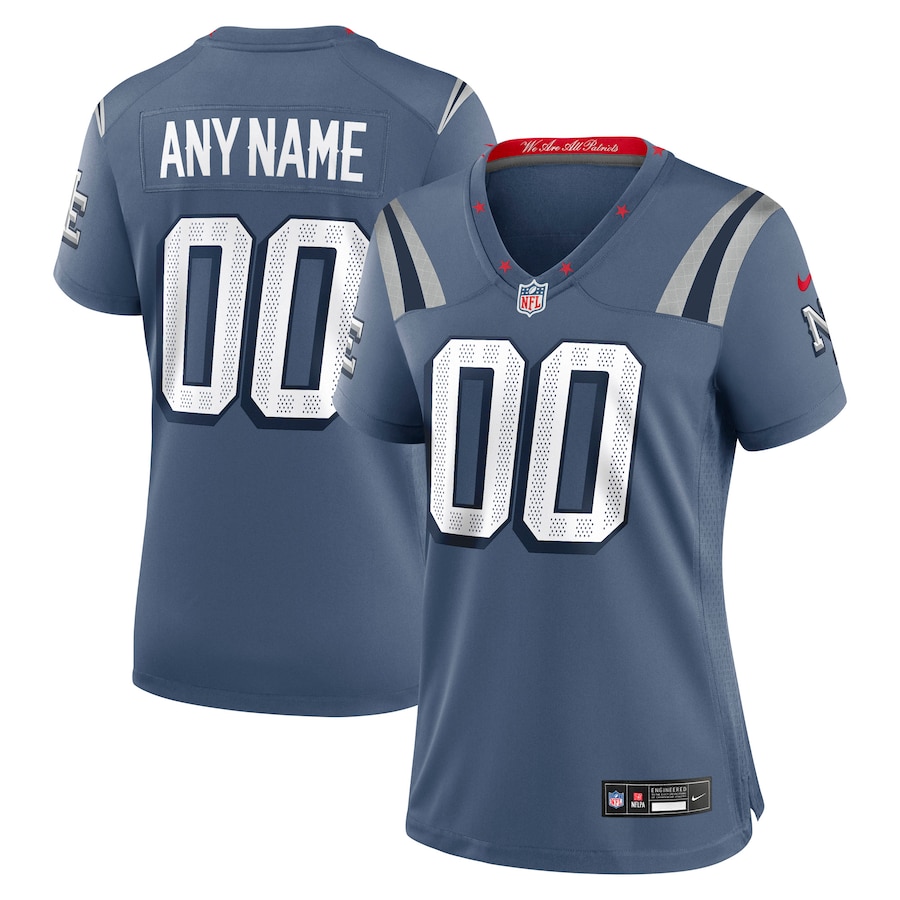 Women's New England Patriots Nike Storm Blue 2025 Rivalries Collection Custom Game Jersey - Jersey