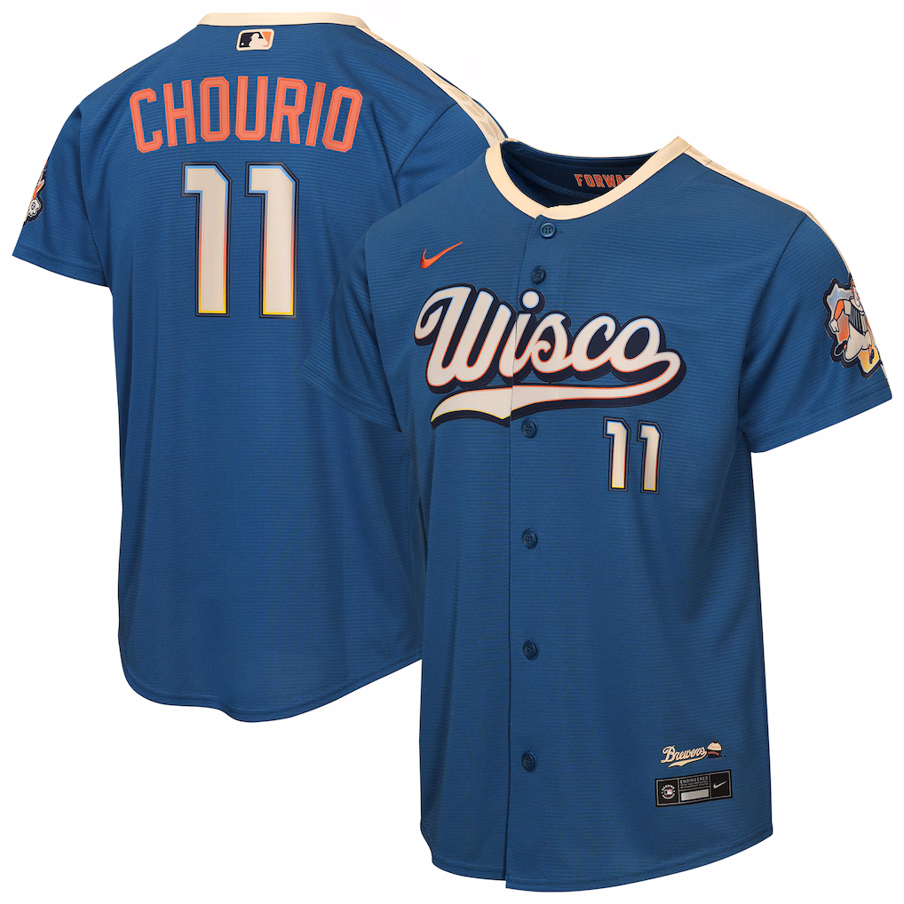 Youth Milwaukee Brewers Jackson Chourio Nike Mineral Blue 2026 City Connect Stadium Jersey - Jersey