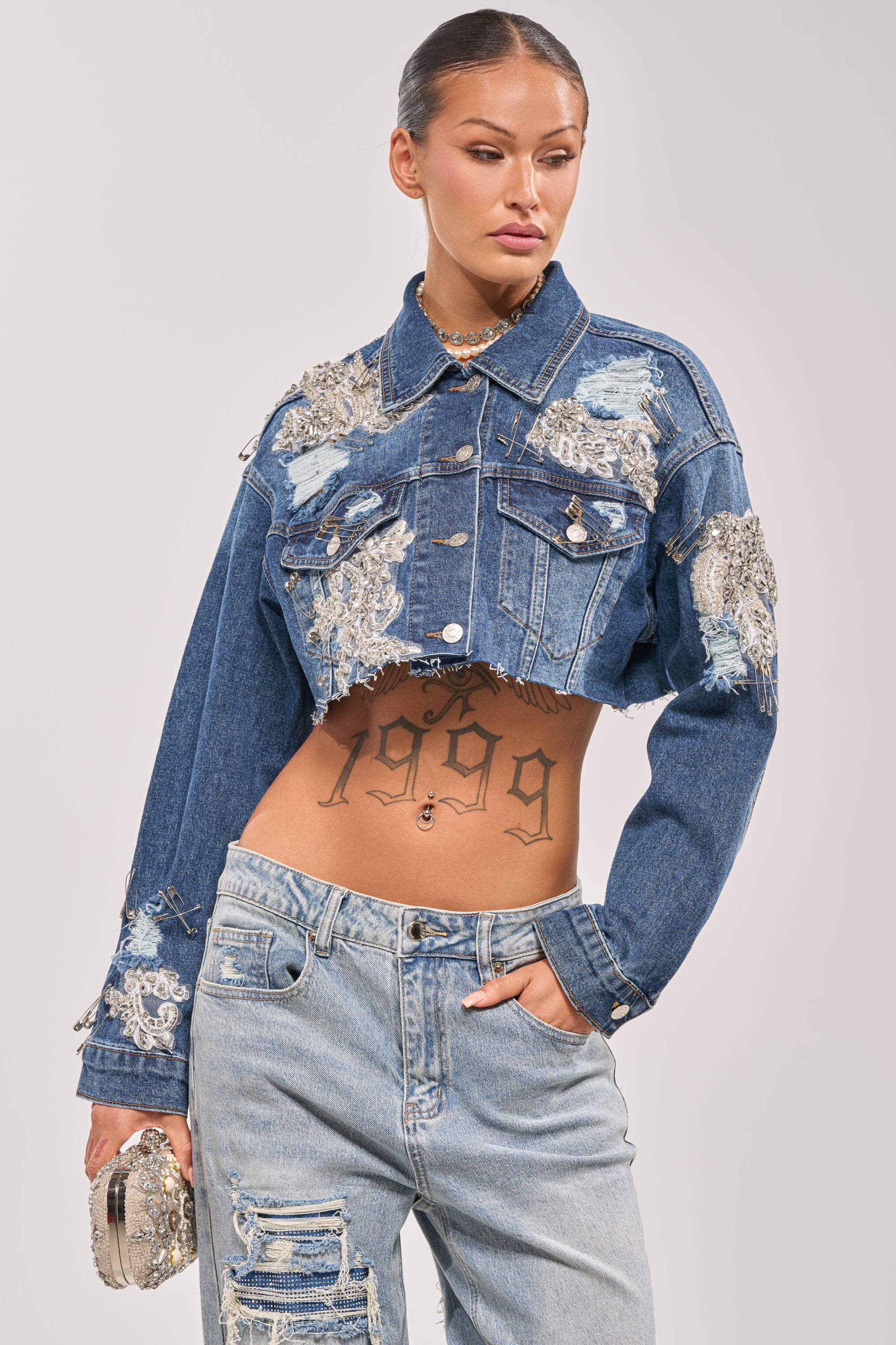 LET'S RIDE EMBELLISHED DENIM JACKET - Akira Wear