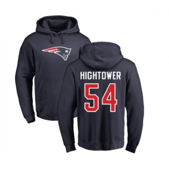 Football New England Patriots #54 Dont'a Hightower Navy Blue Name & Number Logo Pullover Hoodie - Jersey