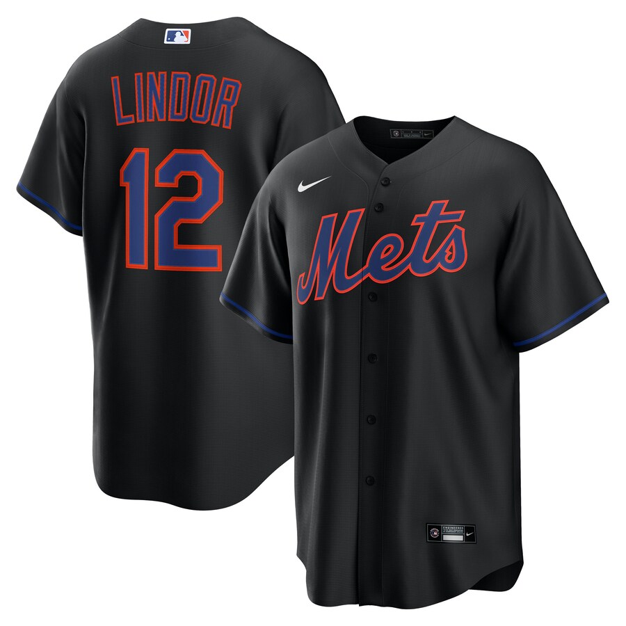 Men's New York Mets Francisco Lindor Nike Black Alternate Replica Jersey - Jersey