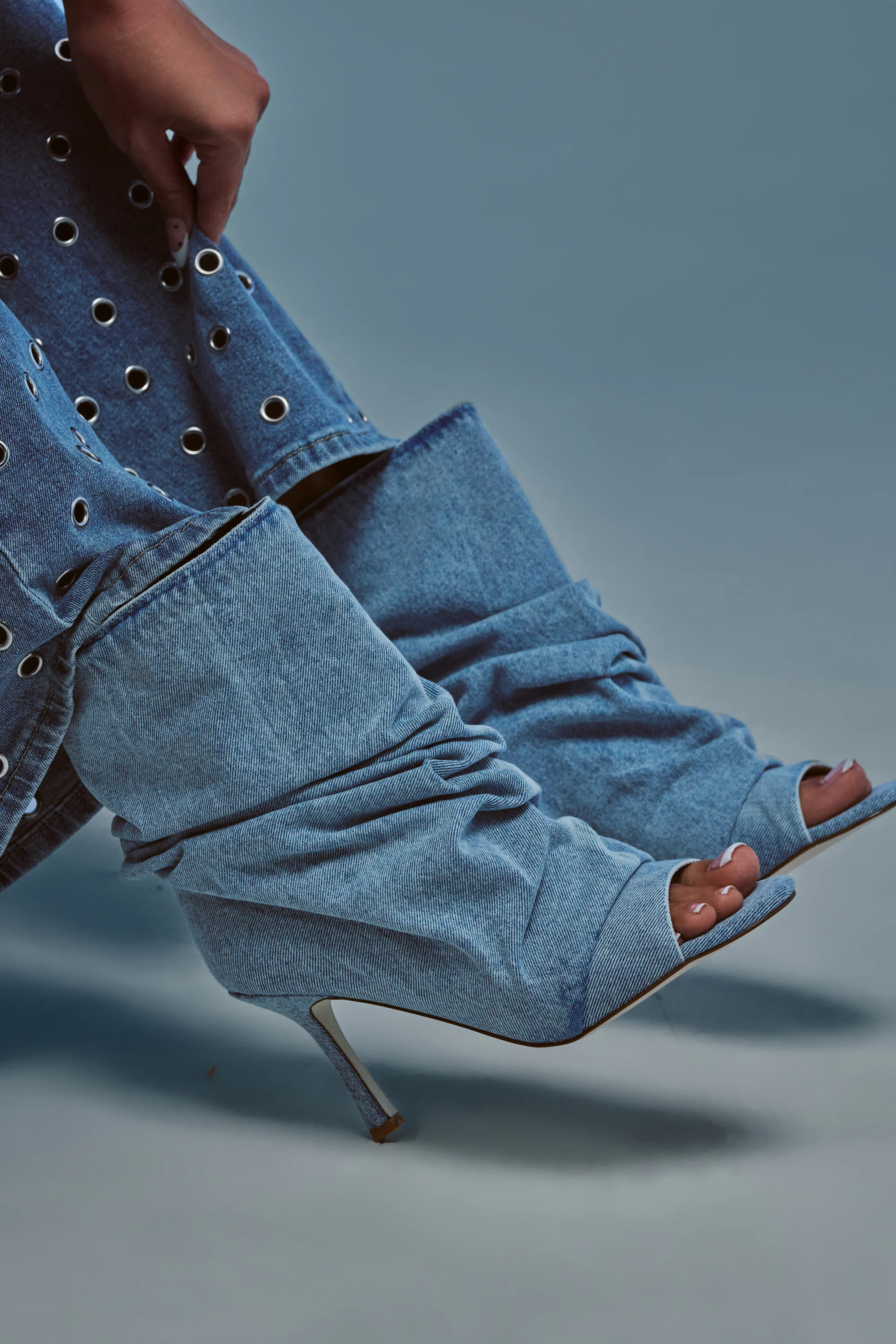 AZALEA WANG APEX DENIM RUCHED STILETTO BOOTIE - Akira Wear
