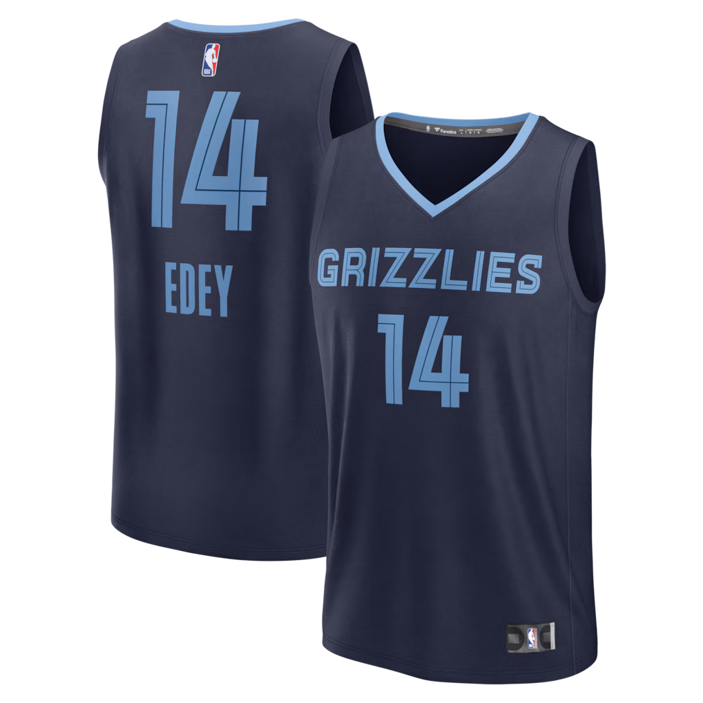Men's Memphis Grizzlies Zach Edey Fanatics Navy Fast Break Replica Jersey - Icon Edition - Jersey