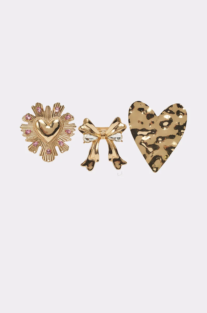 CROSS MY HEART RING SET - Akira Wear