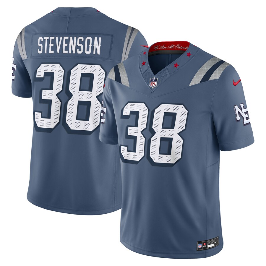 Men's New England Patriots Rhamondre Stevenson Nike Storm Blue 2025 Rivalries Collection Limited Jersey - Jersey