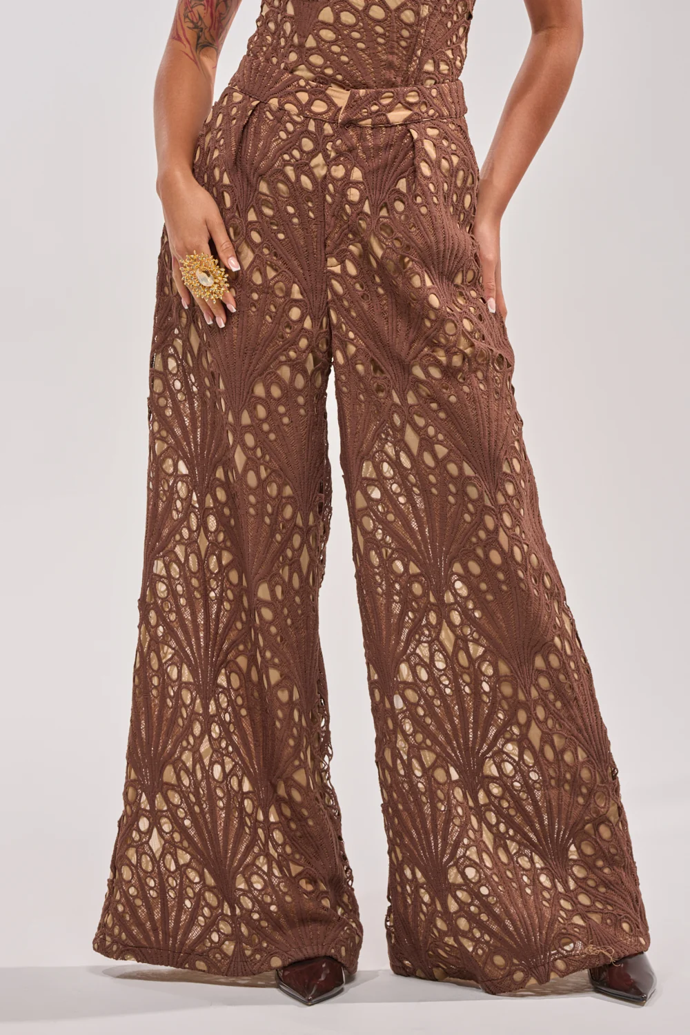 CLAIRE EYELET PALAZZO PANT - Akira Wear