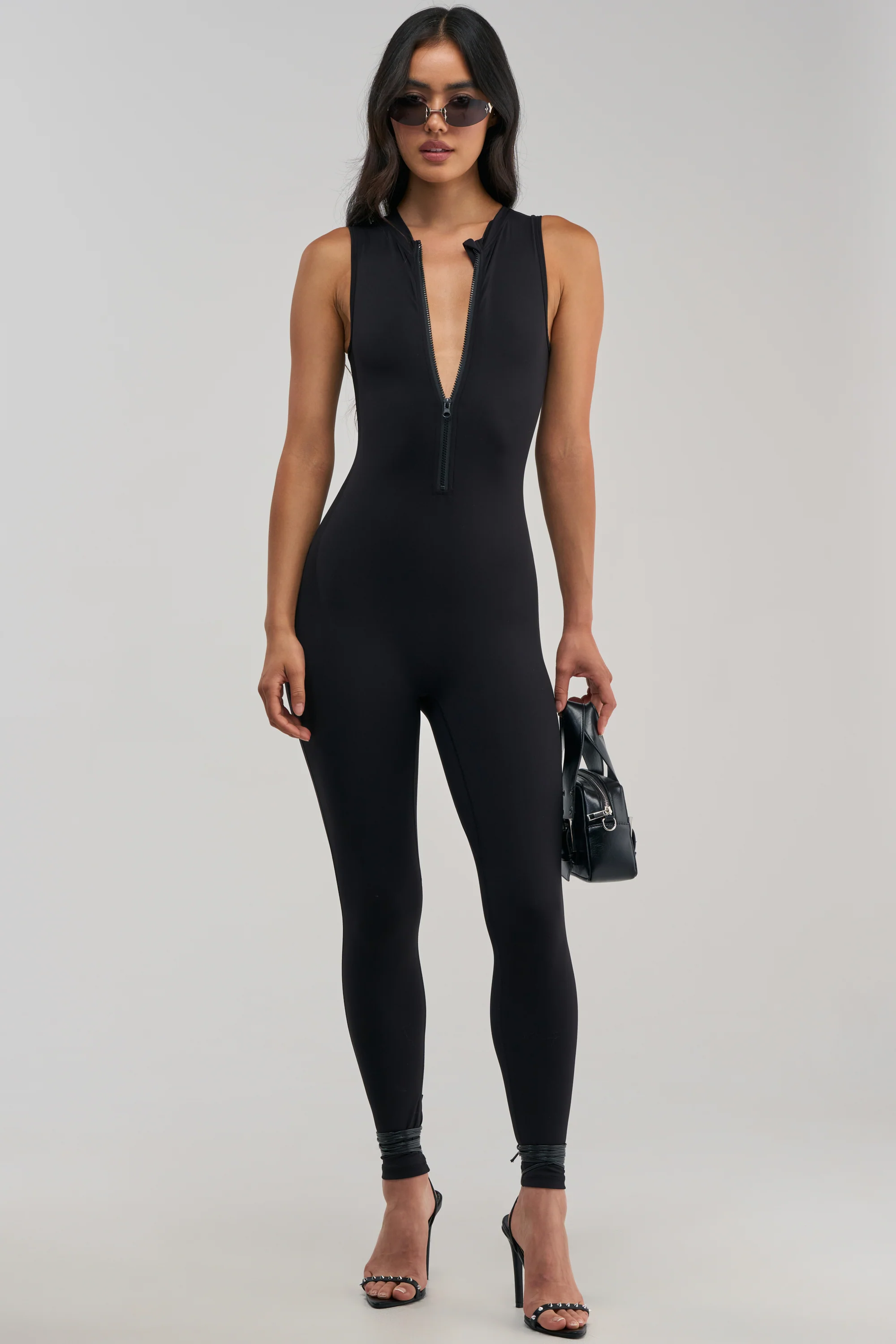 HANNAH HIGH NECK FITTED SLEEVELESS JUMPSUIT - Akira Wear