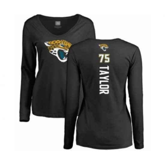 Football Women's Jacksonville Jaguars #75 Jawaan Taylor Black Backer Slim Fit Long Sleeve T-Shirt - Jersey