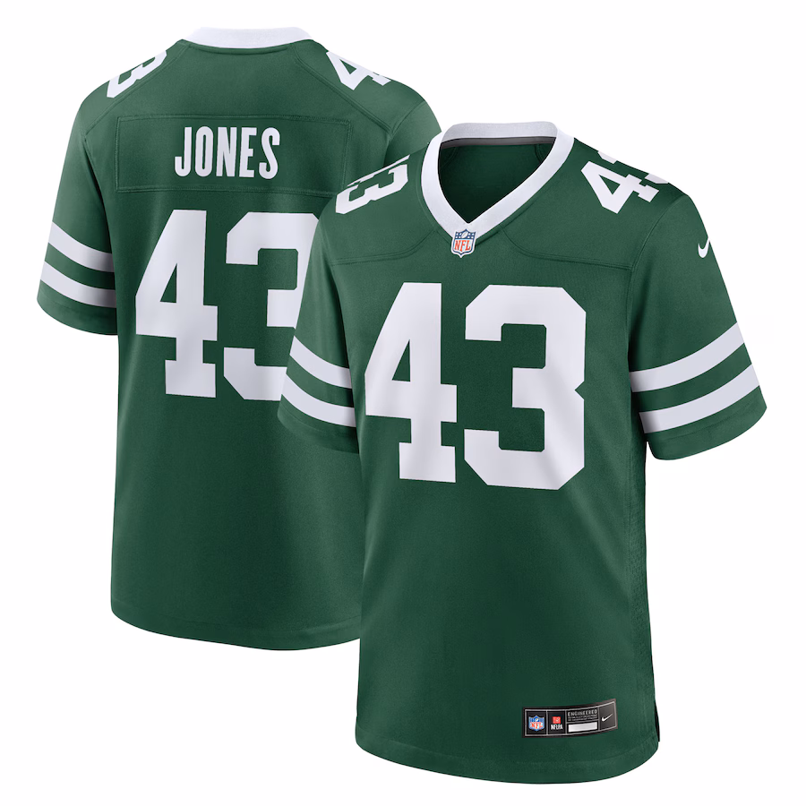 Men's New York Jets Cam Jones Nike Legacy Green Team Game Jersey - Jersey