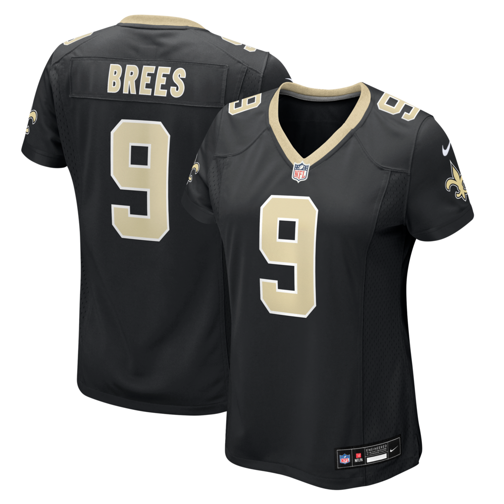 Women's New Orleans Saints Drew Brees Nike Black Team Game Jersey - Jersey