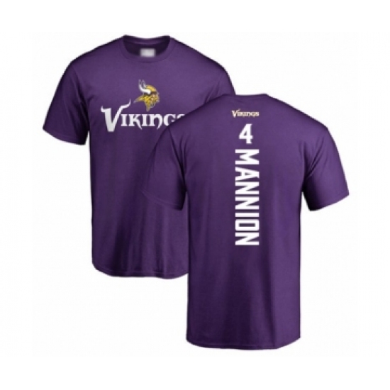 Football Minnesota Vikings #4 Sean Mannion Purple Backer T-Shirt - Jersey
