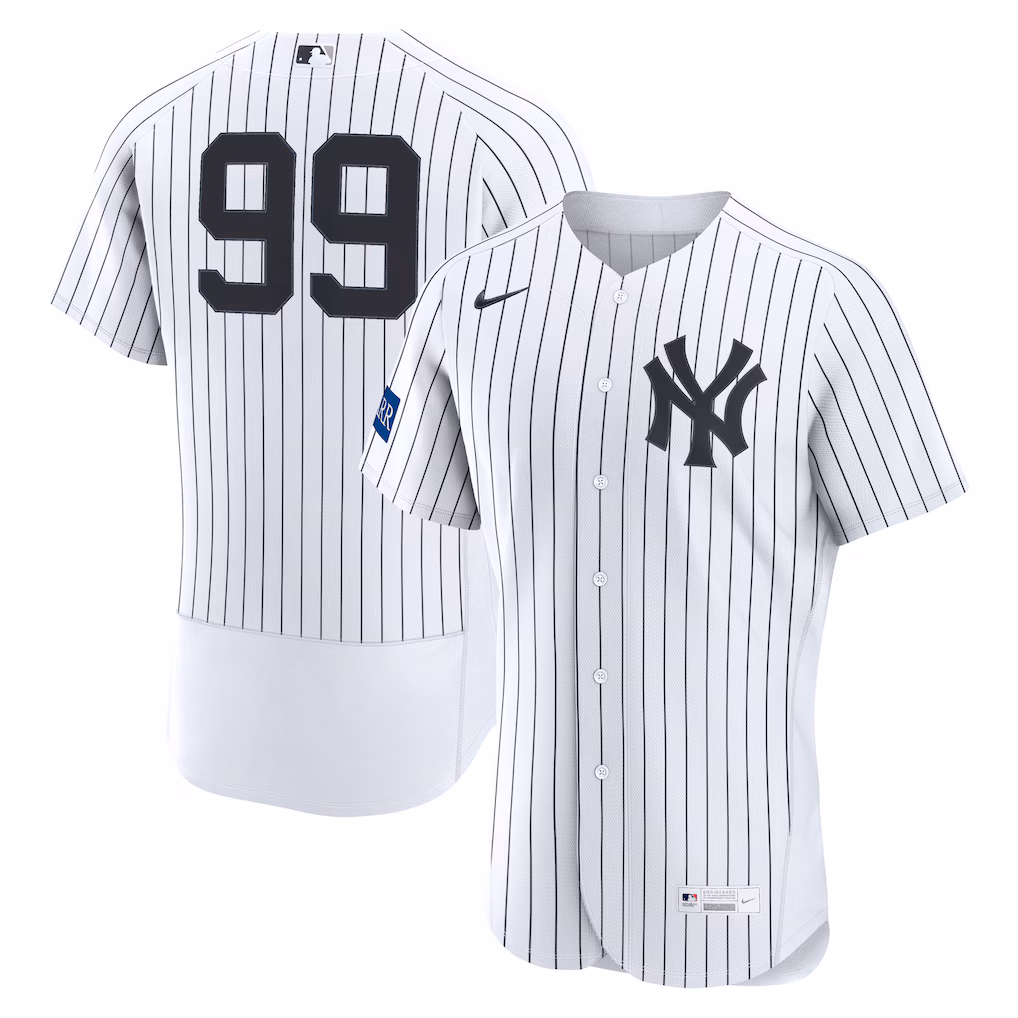 Men's New York Yankees Aaron Judge Nike White Home Authentic Sponsor Patch Jersey - Jersey