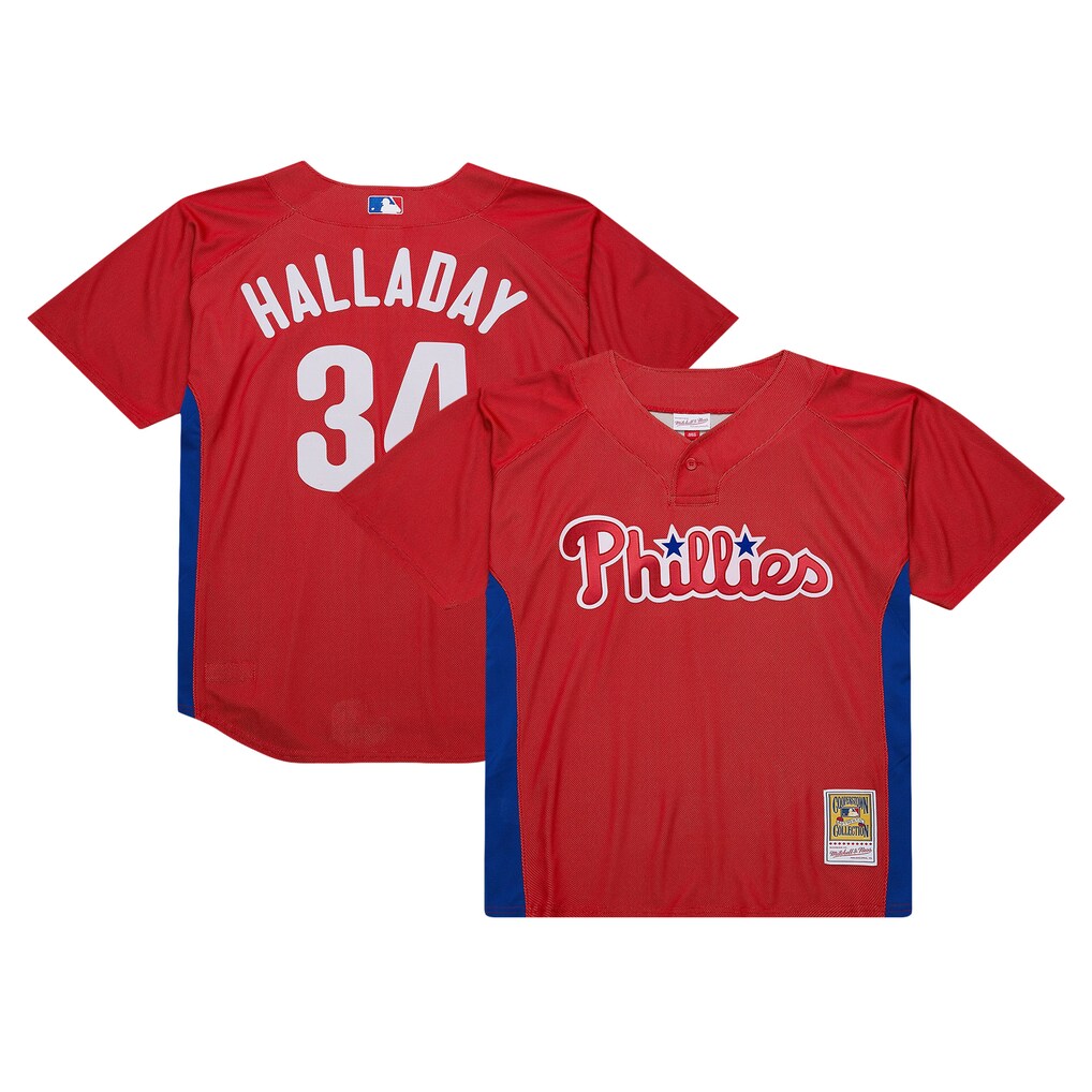 Men's Philadelphia Phillies Roy Halladay Mitchell & Ness Red Authentic Batting Practice Jersey - Jersey