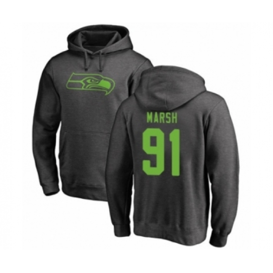 Football Seattle Seahawks #91 Cassius Marsh Ash One Color Pullover Hoodie - Jersey