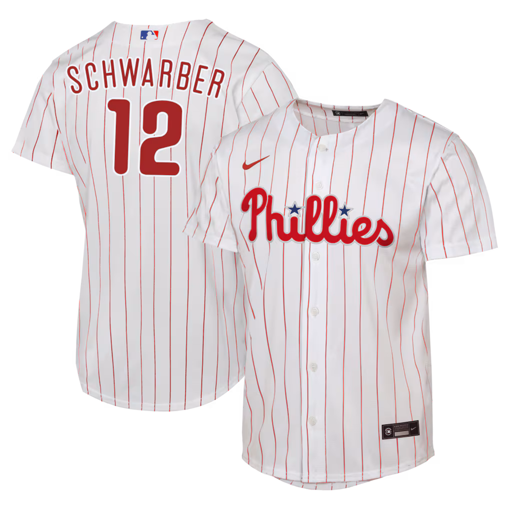 Youth Philadelphia Phillies Kyle Schwarber Nike White Home Replica Jersey - Jersey