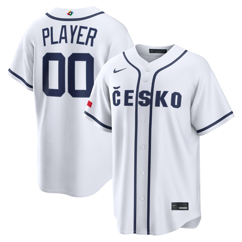 Men's Czech Republic Baseball Nike White 2026 World Baseball Classic Home Pick-A-Player Jersey - Jersey