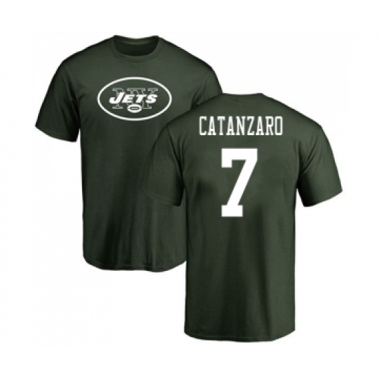 Football New York Jets #7 Chandler Catanzaro Green Name & Number Logo T-Shirt - Jersey