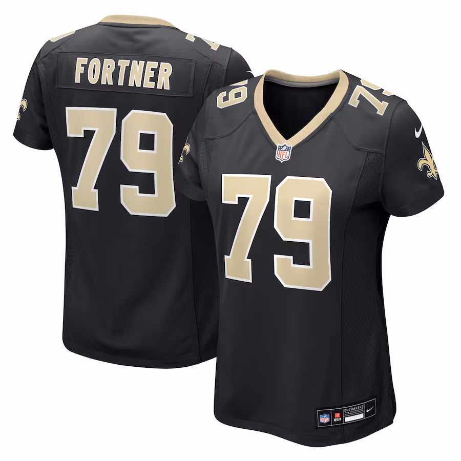 Women's New Orleans Saints Luke Fortner Nike Black Team Game Jersey - Jersey