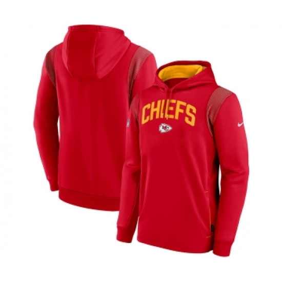 Men's Kansas City Chiefs Red Sideline Stack Performance Pullover Hoodie - Jersey
