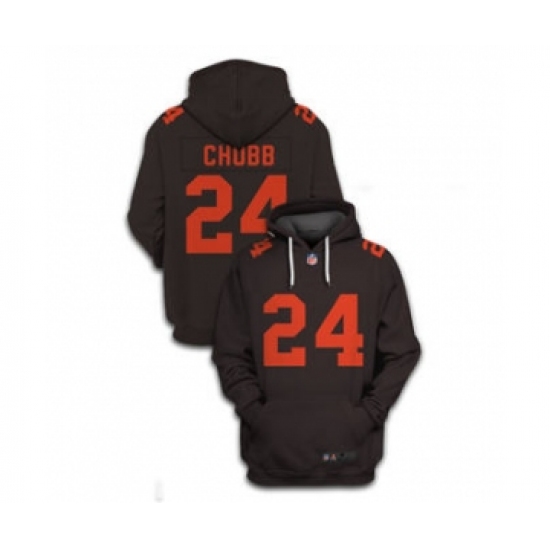 Men's Cleveland Browns #24 Nick Chubb 2021 Brown Pullover Football Hoodie - Jersey