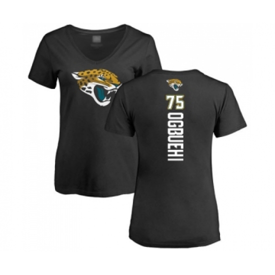 Football Women's Jacksonville Jaguars #75 Cedric Ogbuehi Black Backer V-Neck T-Shirt - Jersey