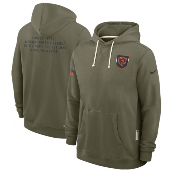 Men's Chicago Bears Olive 2025 Salute to Service Pullover Hoodie - Jersey