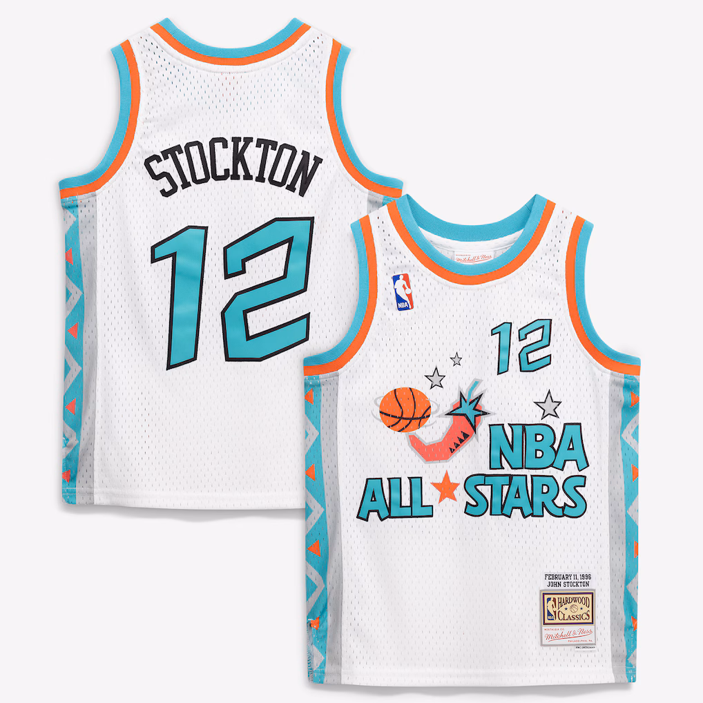 Youth 1996 NBA All-Star Game John Stockton Mitchell & Ness White Hardwood Classics Swingman Jersey - Jersey