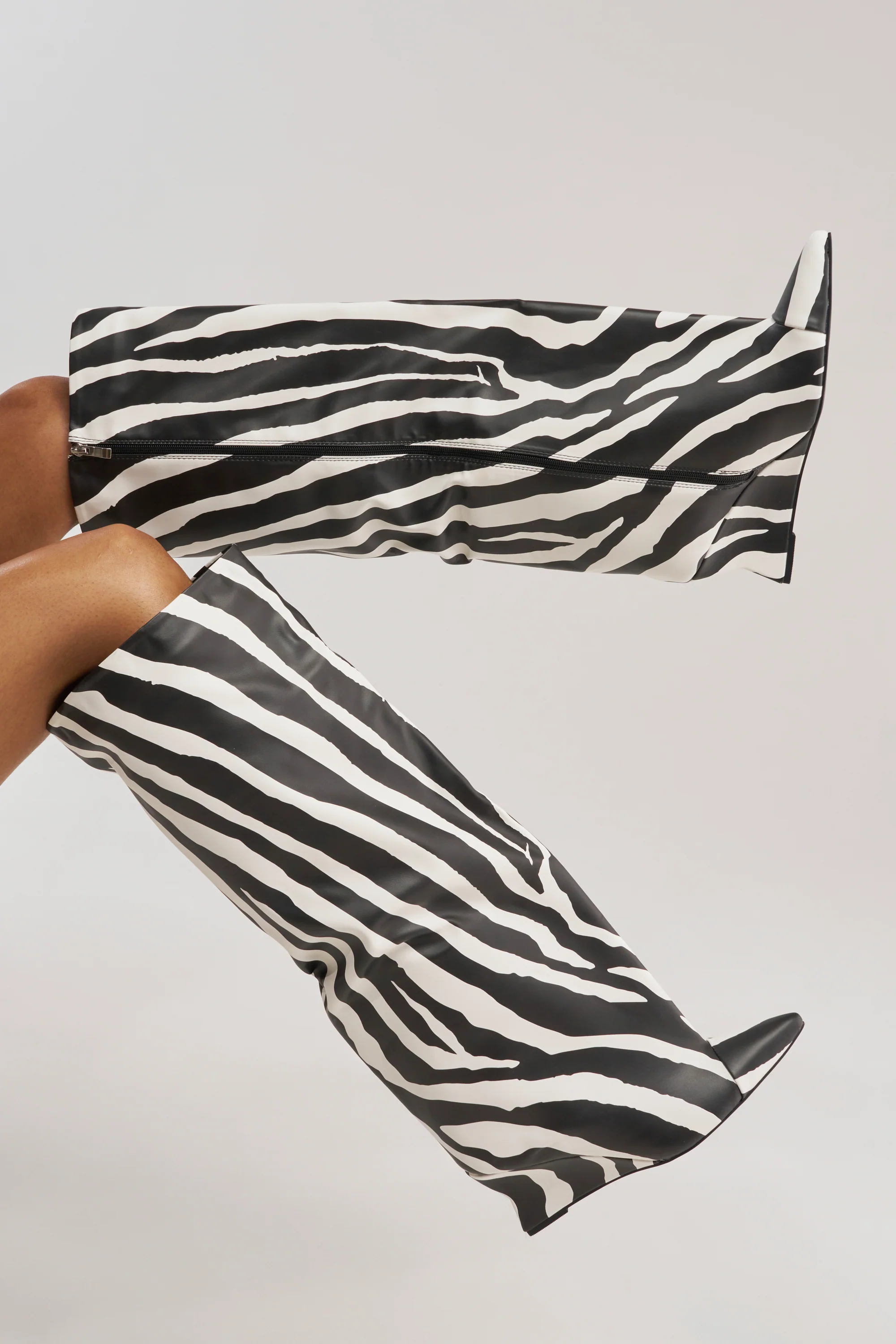 AZALEA WANG KENYA ZEBRA KNEE HIGH WEDGE BOOT - Akira Wear