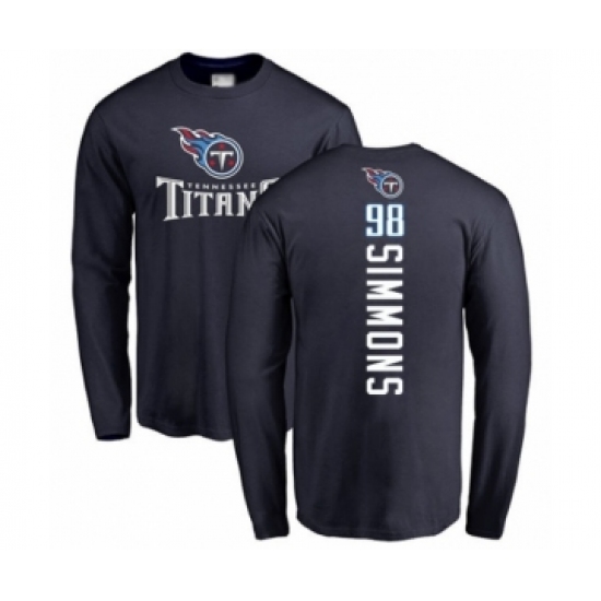 Football Tennessee Titans #98 Jeffery Simmons Navy Blue Backer Long Sleeve T-Shirt - Jersey