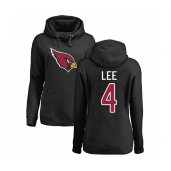 Football Women's Arizona Cardinals #4 Andy Lee Black Name & Number Logo Pullover Hoodie - Jersey