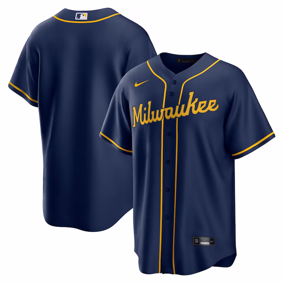 Men's Milwaukee Brewers Nike Navy Alternate Replica Team Jersey - Jersey