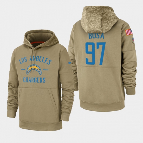 Men's Los Angeles Chargers #97 Joey Bosa 2019 Salute to Service Sideline Therma Pullover Hoodie - Tan - Jersey