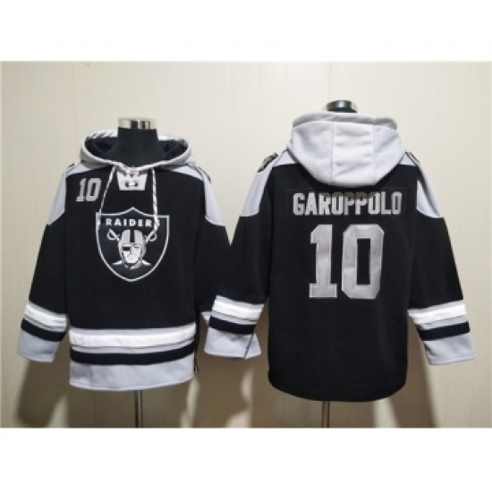 Men's Las Vegas Raiders #10 Jimmy Garoppolo Black Ageless Must-Have Lace-Up Pullover Hoodie - Jersey